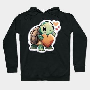 Cute Turtle valentines theme - hearts Hoodie